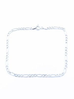 Silver 925 handmade mens figaro curved center bracelet