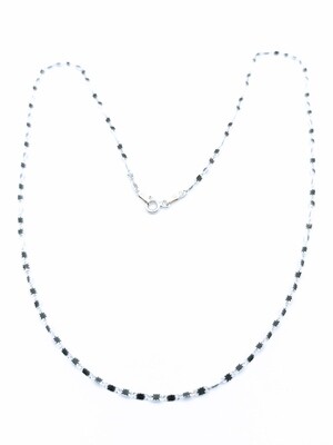 Silver 925 solid flat neck chain white &amp; black