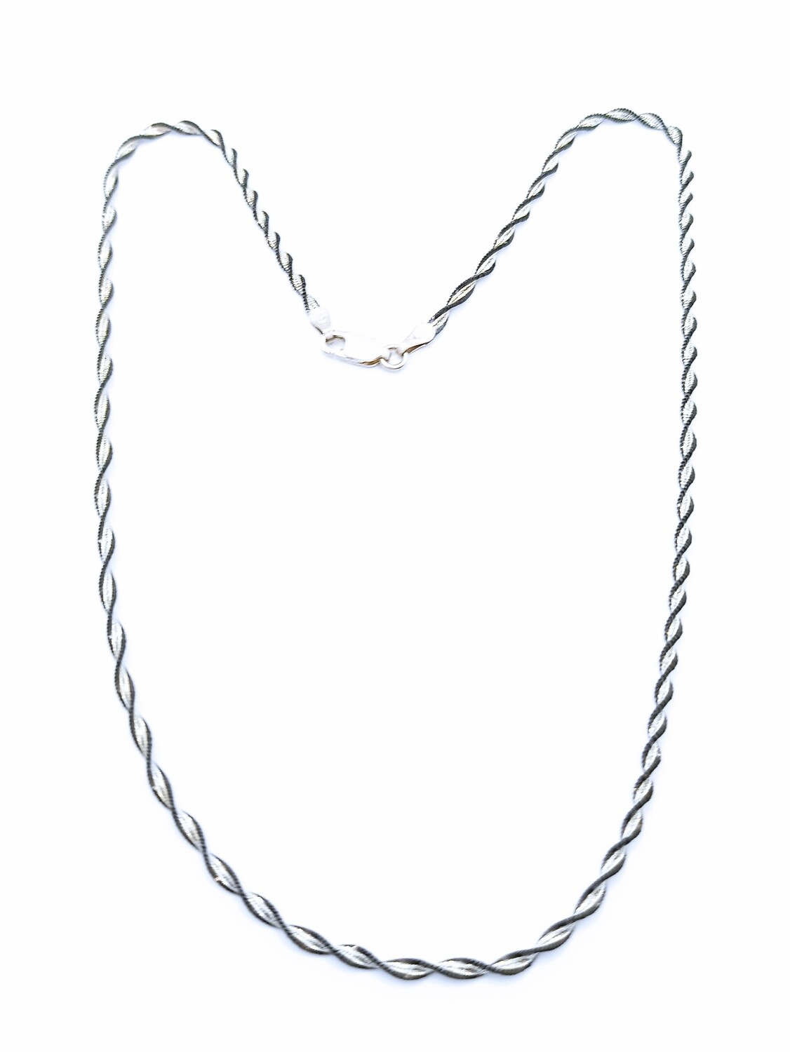 Silver 925 solid twisted snake black neck chain