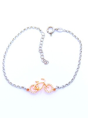 Silver 925 hand bracelet bicycle with stone