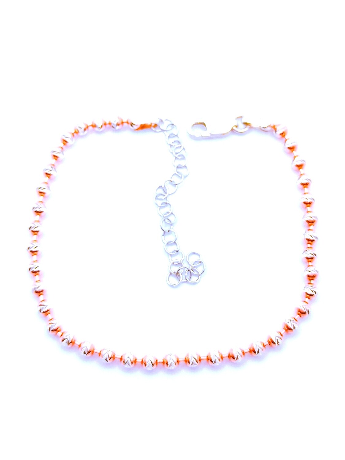 Silver 925 ball design rose gold hand bracelet