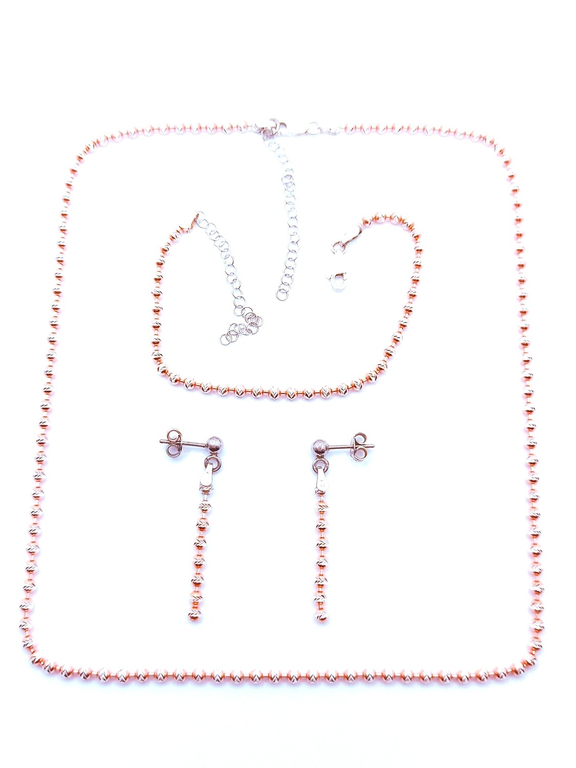 Silver 925 SET rose &amp; white ball design