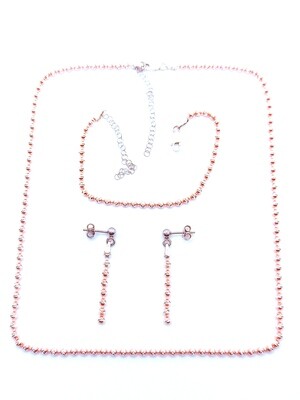 Silver 925 SET rose &amp; white ball design