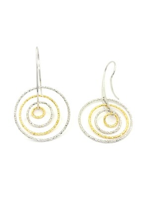 Silver 925 fancy 4 circles diamond cut earrings