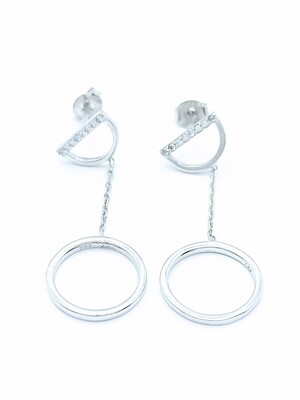 Silver 925 stone long stud earrings