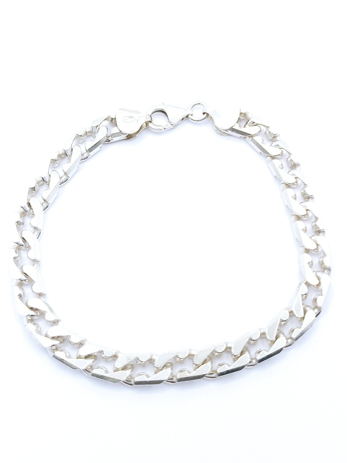 Silver 925 gourmet dentate center bracelet