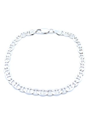 Silver 925 curved center Theta mens bracelet
