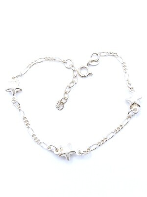 Silver 925 star &amp; heart children hand bracelet