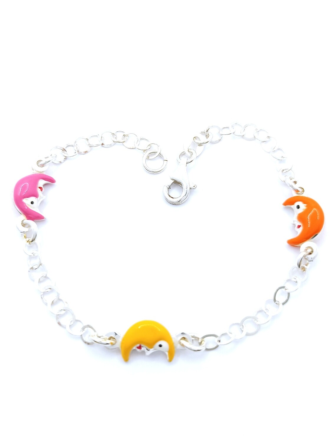 Silver 925 moon or sun children hand bracelet, MODEL-DESIGN-SIZE-COLOR: 1-3 Moon-Size :15x7mm-925 Sterling Silver