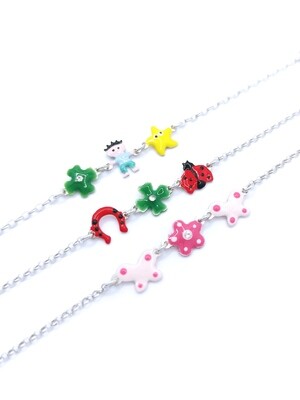 Silver 925 boy,butterfly,horseshoe,love bug hand bracelet