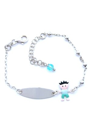 Silver 925 handmade children id boy or love bug hand bracelet