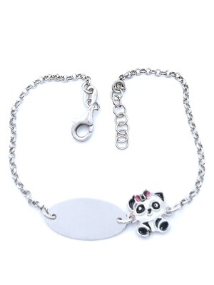 Silver 925 children id with colorful panda hand bracelet