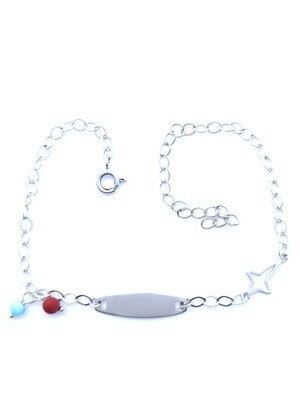 Silver 925 cross children id hand bracelet