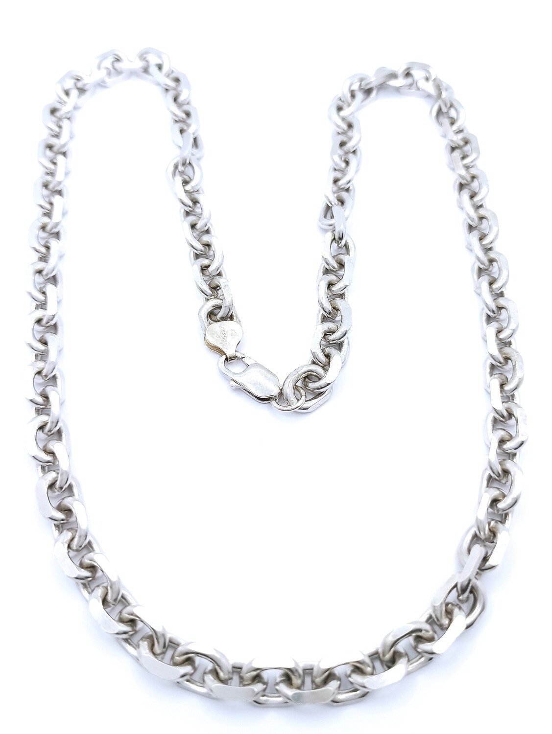 Silver 925 handmade wide cable necklace diamond cut