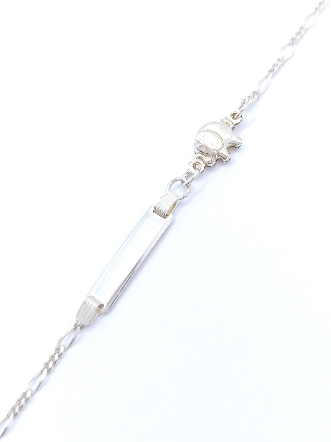 Silver 925 children id elephant hand bracelet, MODEL-SIZE-WEIGHT: 1 Figaro chain-Bracelet Length: 14cm-Weigth: 2.6gr.