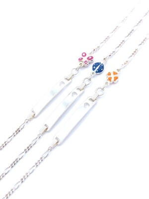 Silver 925 children id heart-butterfly-love bug hand bracelet