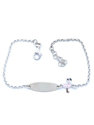 Silver 925 children id flamingo or butterfly hand bracelet