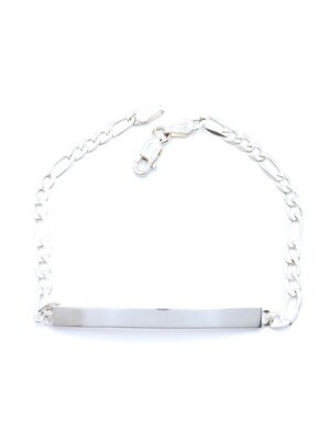Silver 925 handmade mens id figaro hand bracelet