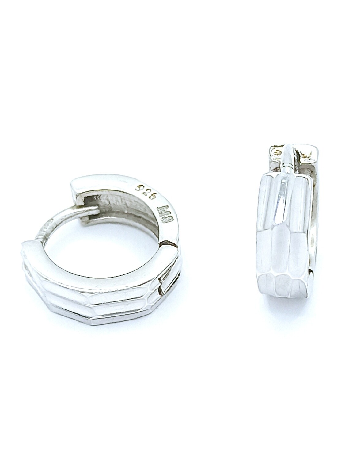 Silver 925 hoop earrings multi line surface, MODEL: 3 Line surface