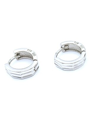 Silver 925 hoop earrings multi line surface
