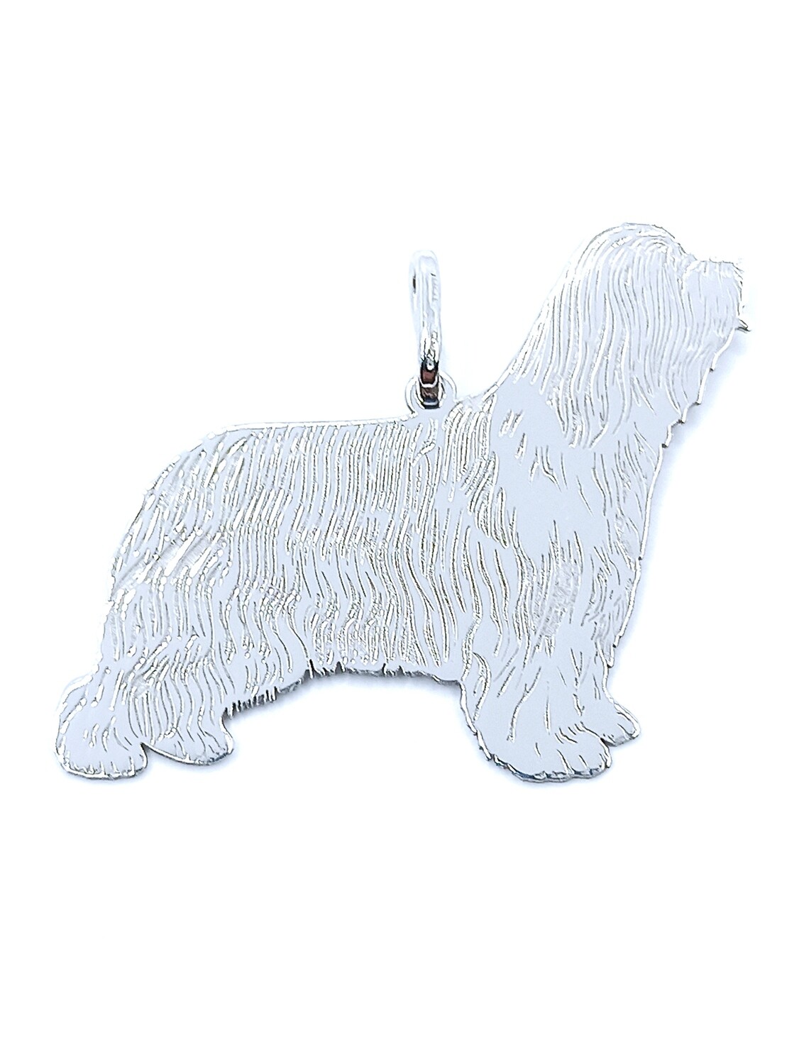 Silver 925 Bearded Collie dog pendant