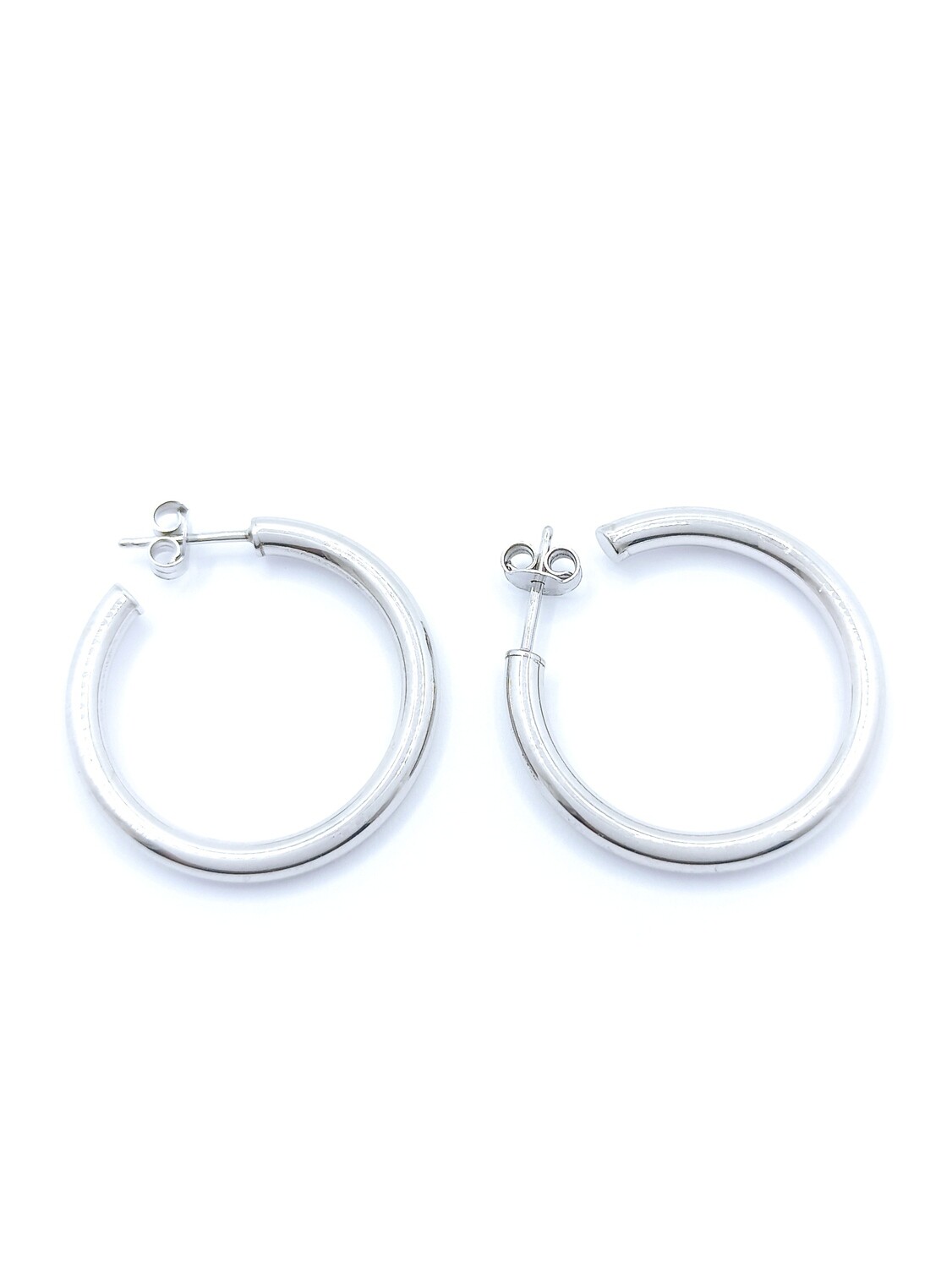 Silver 925 pompe hoop earrings split clasp, SIZE-WEIGHT: 1 Hoop Diameter : 2.6cm-Width: 3.10mm-Weught : 4.4gr.