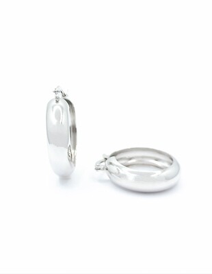 Silver 925 wide light hoop leaf earrings split clasp