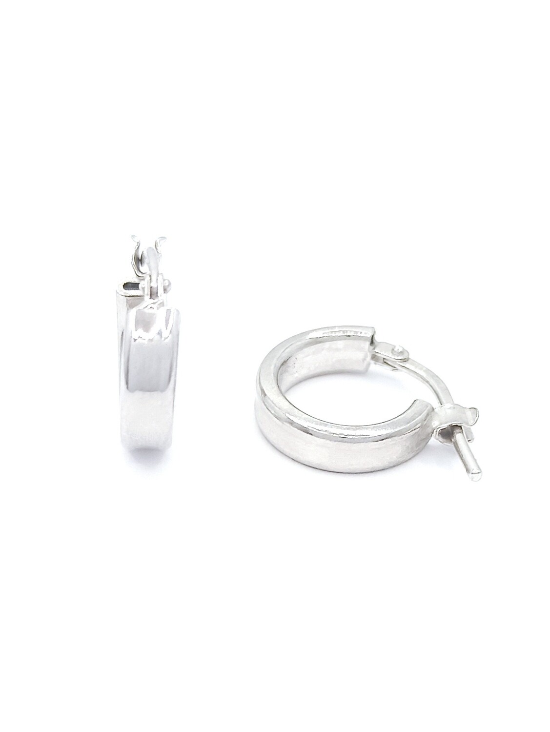 Silver 925 hoop earrings with split clasp, SIZE: 1 Hoop Diameter : 1.2cm-Width: 3.20mm