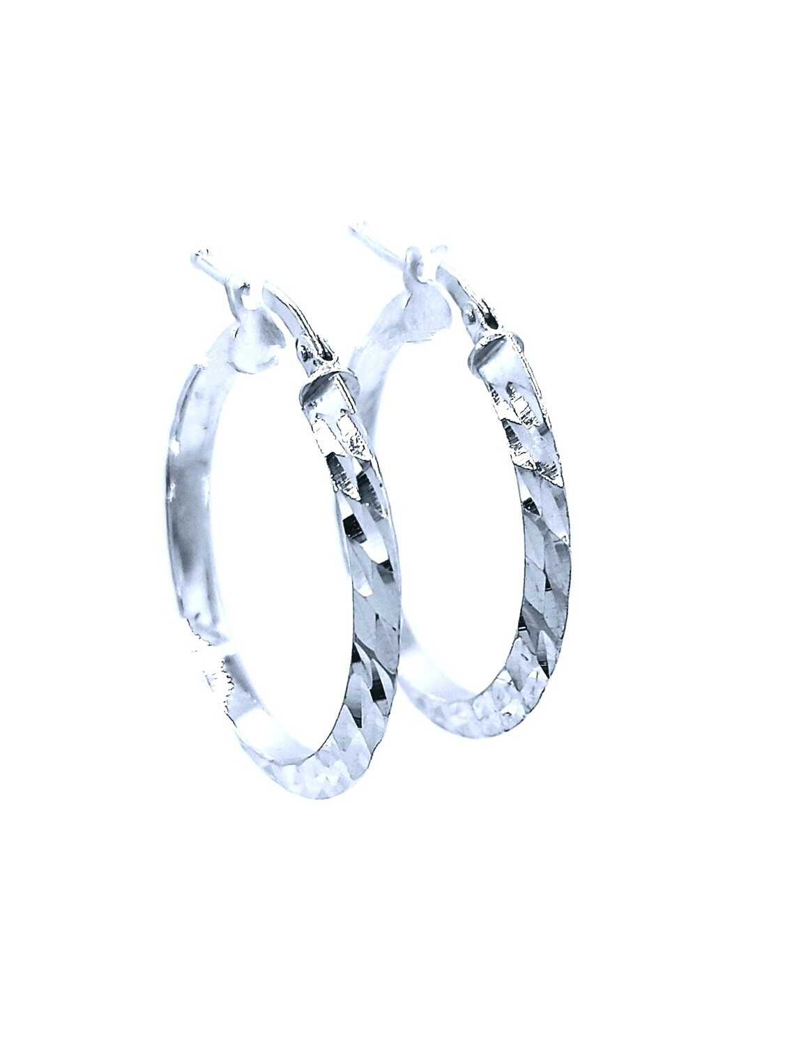 Silver 925 hoop earrings diamond cut surface