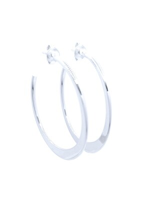 Silver 925 flat hoop earrings
