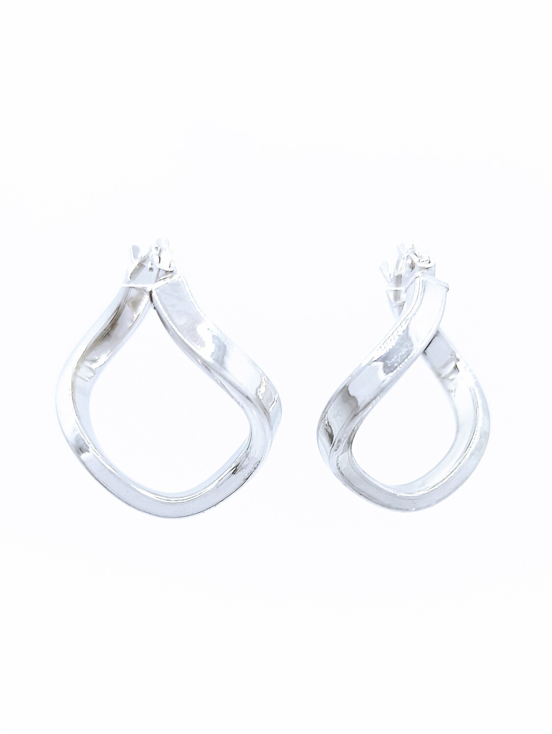 Silver 925 wave zig zag design hoop earrings