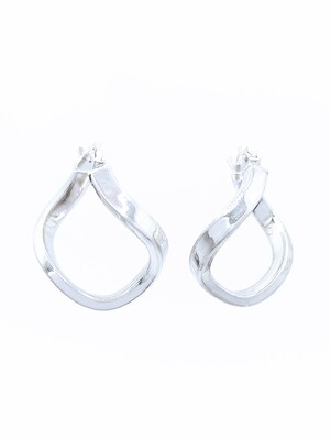 Silver 925 wave zig zag design hoop earrings