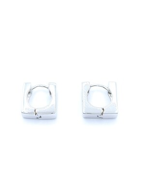Silver 925 thick squared hoop earrings