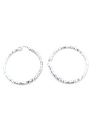 Silver 925 big hoop earrings twisted design