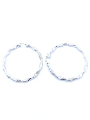 Silver 925 twisted big hoop earrings