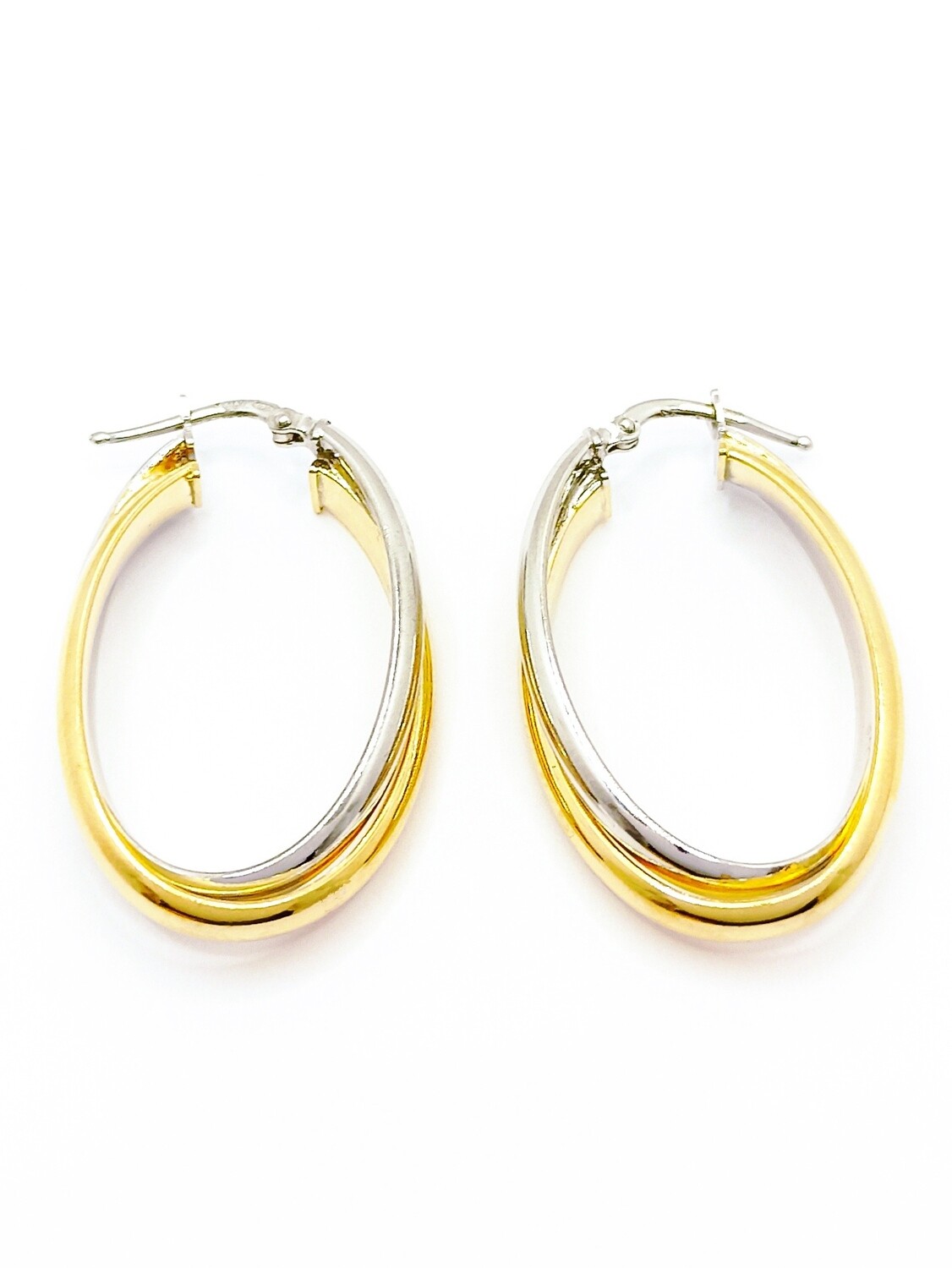 Silver 925 double oval hoop earrings