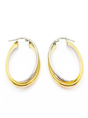 Silver 925 double oval hoop earrings