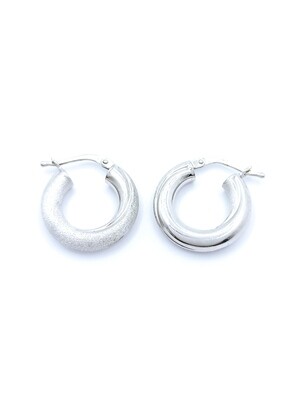 Silver 925 diamond scratch hoop earrings