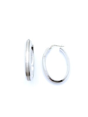 Silver 925 oval hoop diamond scratch earrings