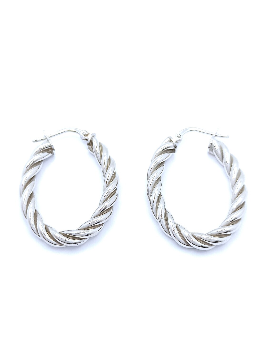 Silver 925 twisted hoop earrings