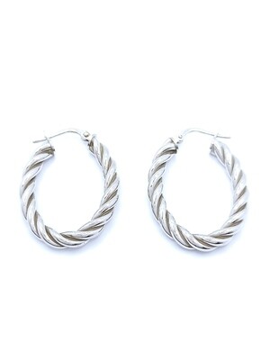 Silver 925 twisted hoop earrings