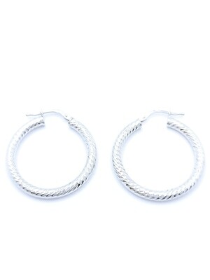 Silver 925 diamond scratch hoop earrings