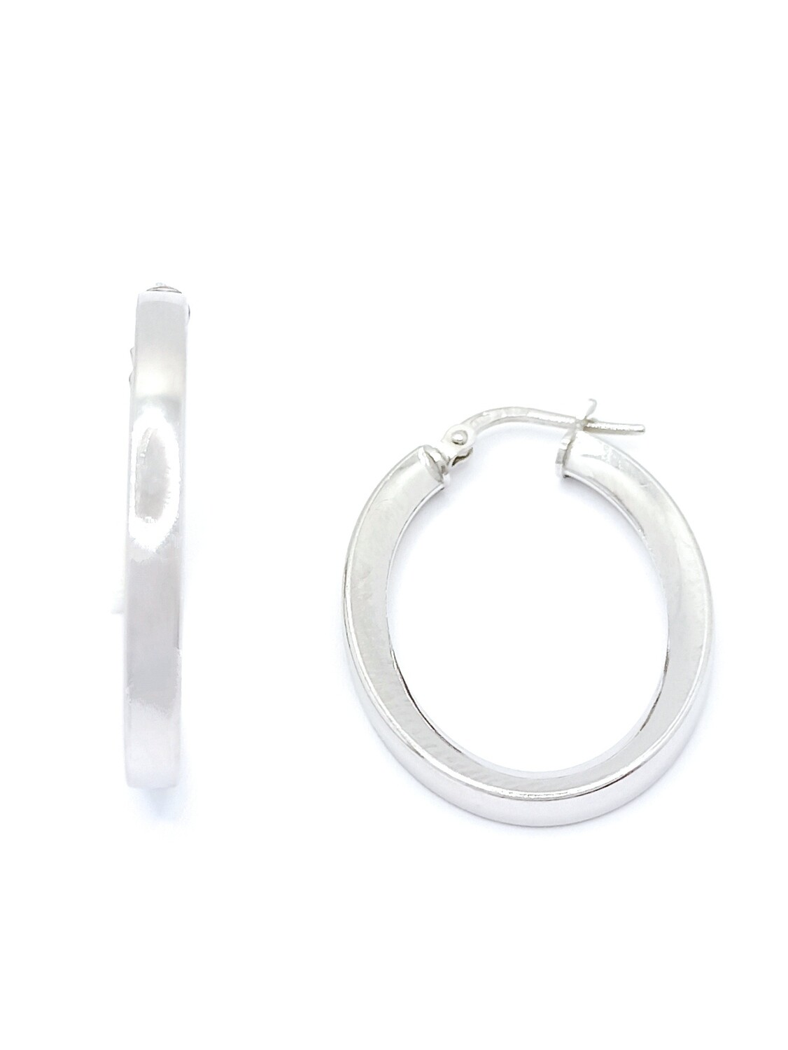 Silver 925 oval shinny hoop earrings