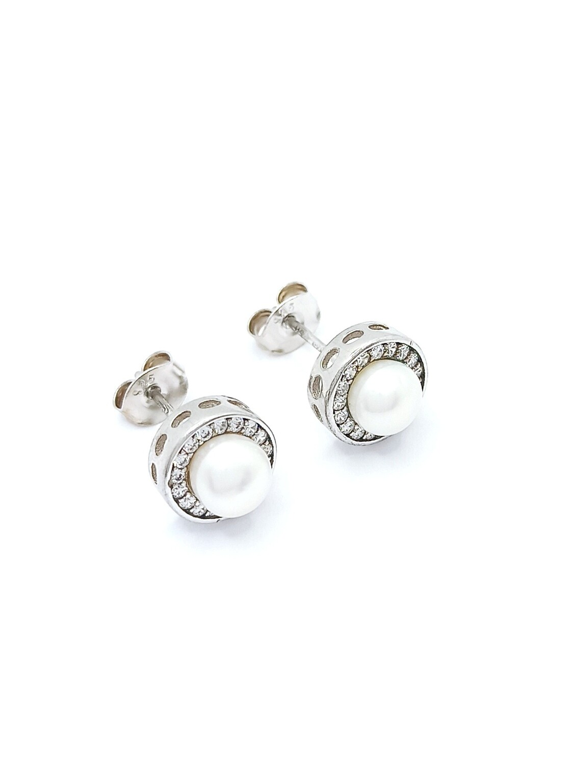 Silver 925 pearl stud earrings