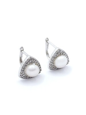 Silver 925 pearl stud earrings