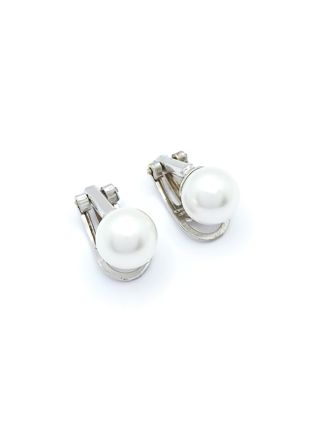 Silver 925 pearl stone clip earrings
