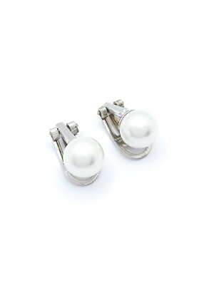 Silver 925 pearl stone clip earrings