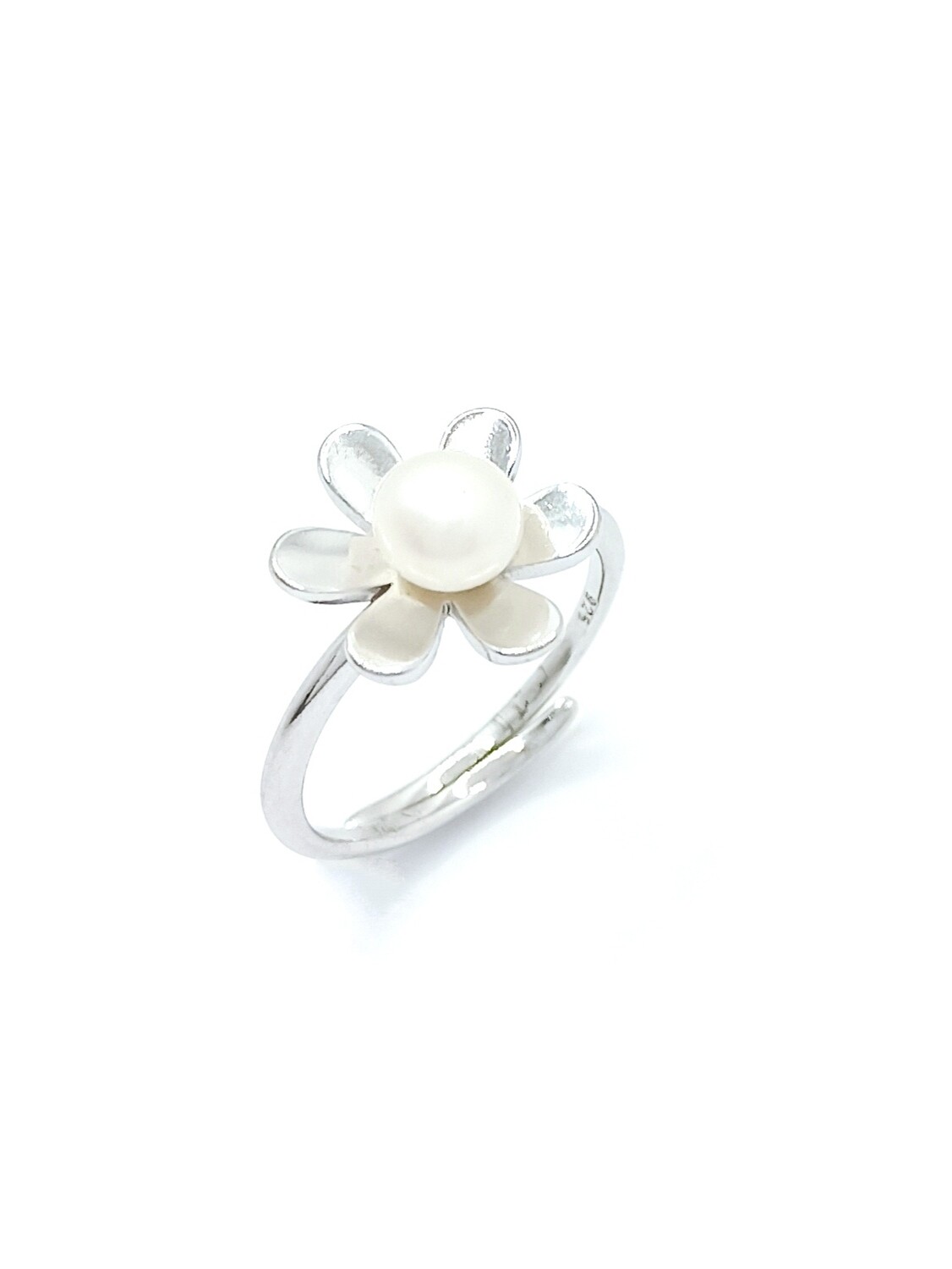 Silver 925 pearl stone flower ring