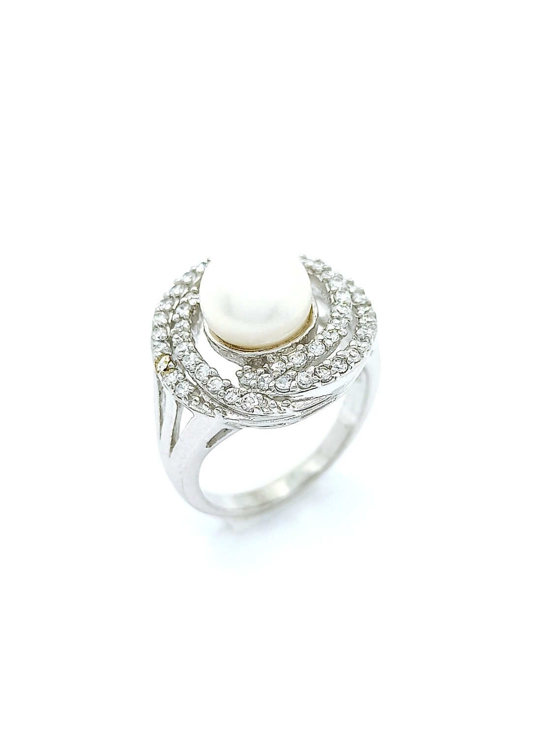 Silver 925 big round pearl ring