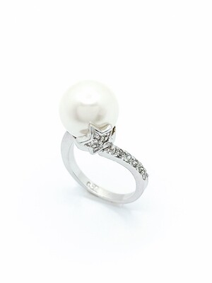 Silver 925 pearl stone star ring